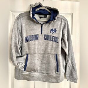 Pennant Wilson College (PA) Gray hoodie with blue accents. Sz Small. Vintage.